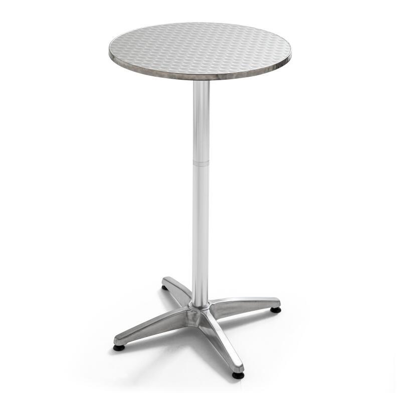 Runder hoher Bar-Tisch Ø60 cm aus Aluminium + 4 hohe Stühle