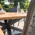 Rechteckiger Gartentisch 200 x 75 cm aus Aluminium und Akazienholz
