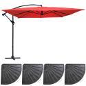 Set aus Ampelschirm (3 x 3m) + 4 beschwerte Platten