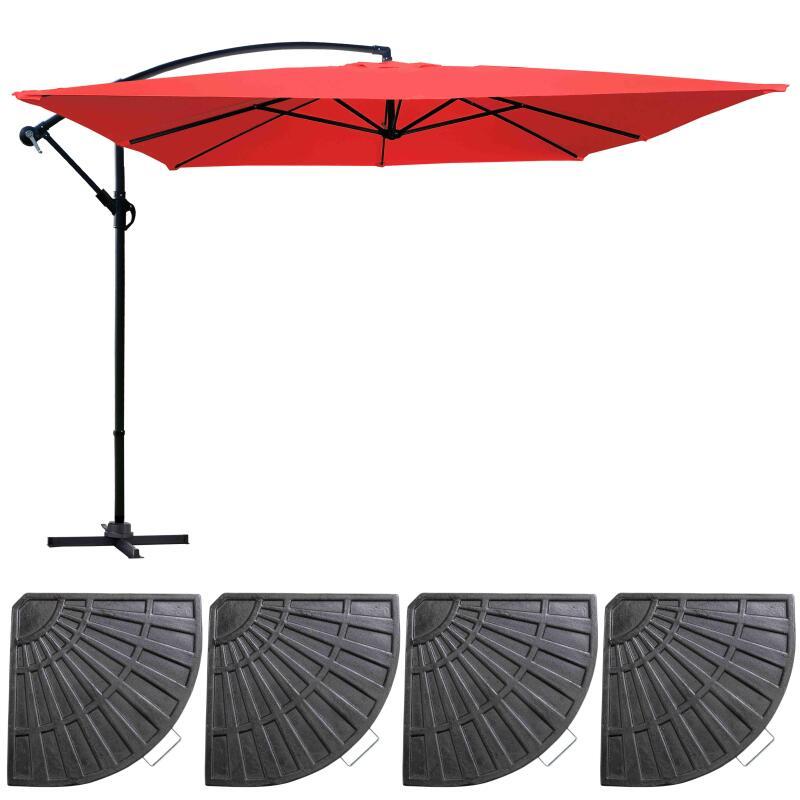 Set aus Ampelschirm (3 x 3m) + 4 beschwerte Platten