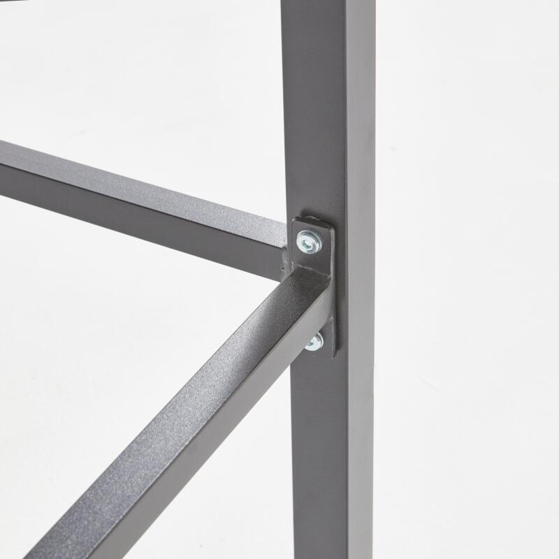 Hoher Gartentisch 90 x 80 cm aus Aluminium und Polywood mit 4 Hockern