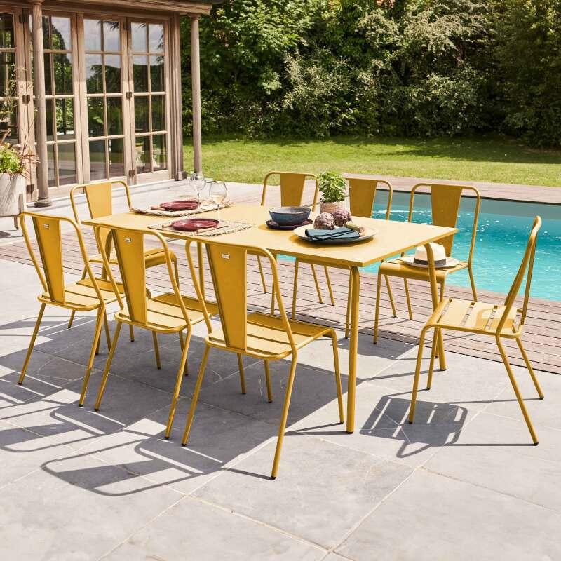 Gartentisch aus Metall, 180x90 cm, und 8 Stühle - Lifestyle