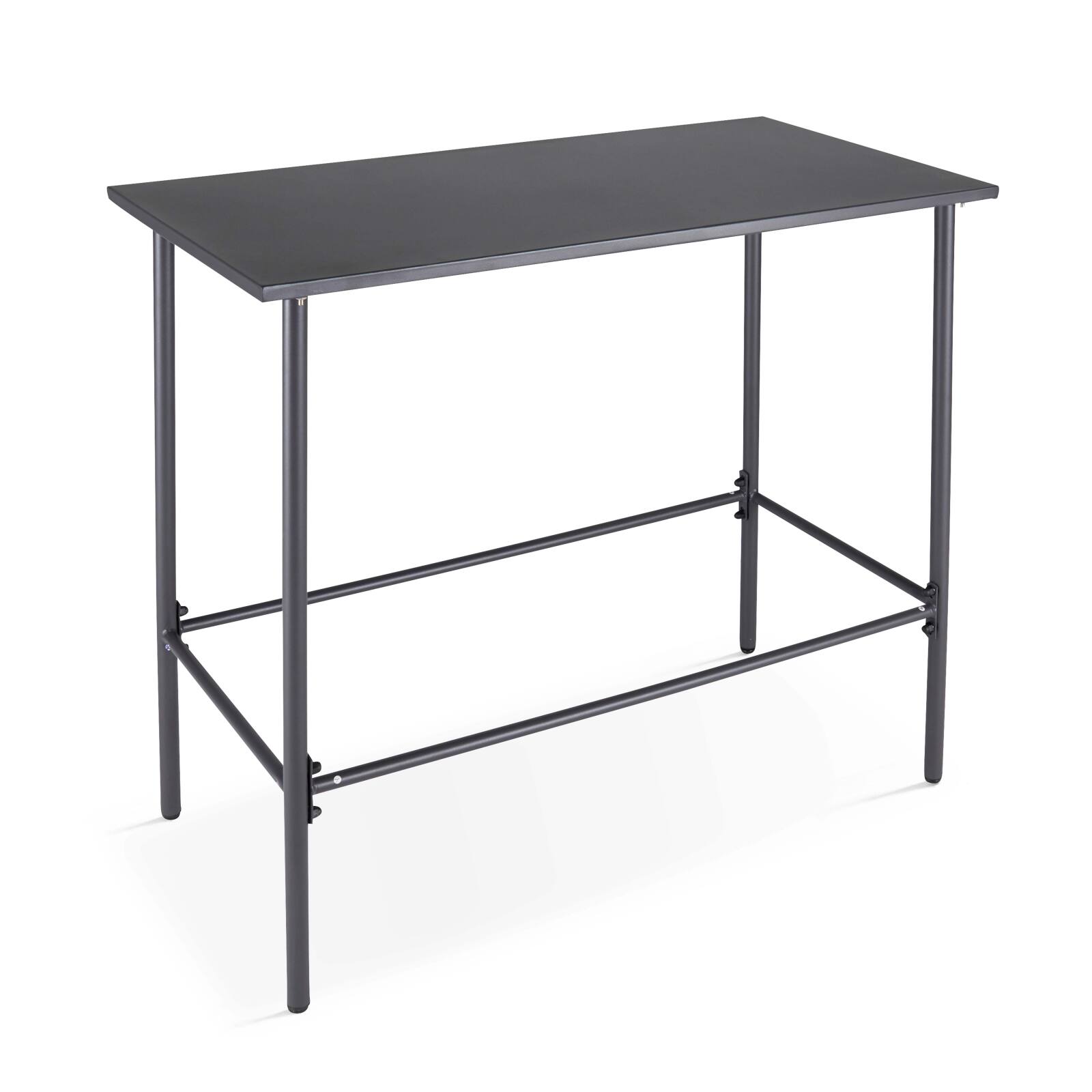 Hochgartentisch 120 x 60 cm und 6 hohe Metallstühle 