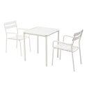 Quadratischer Terrassentisch 70 x 70 cm und 2 Stühle mit Aluminium-Armlehnen