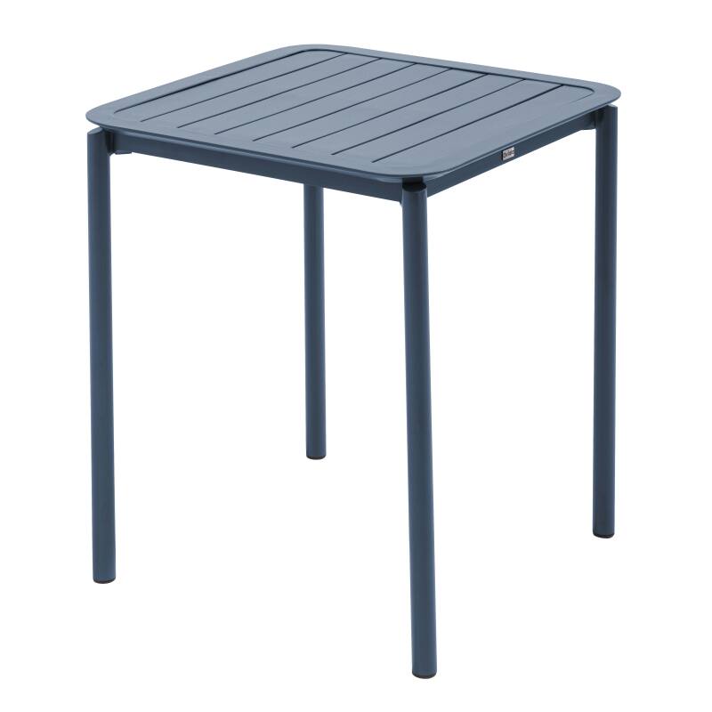Quadratischer Terrassentisch 70 x 70 cm und 2 Stühle mit Aluminium-Armlehnen (4/7)
