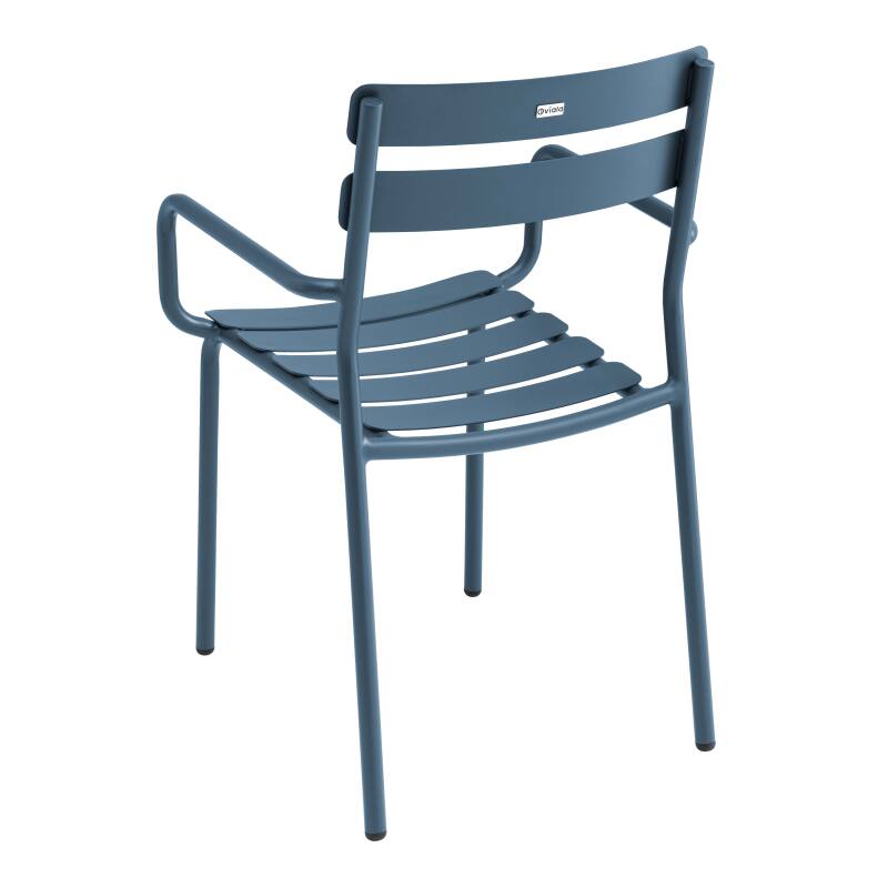 Quadratischer Terrassentisch 70 x 70 cm und 4 Stühle mit Aluminiumarmlehnen (6/7)