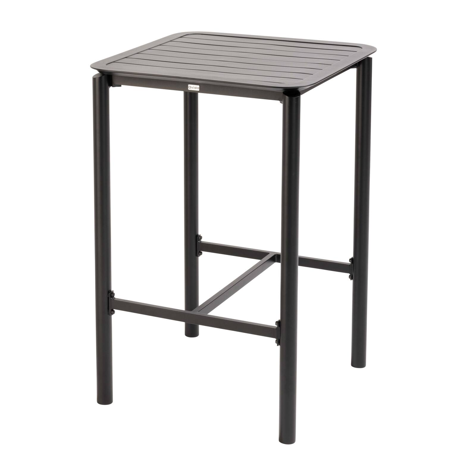 Hoher Quadratischer Terrassentisch und 2 Aluminiumstühle