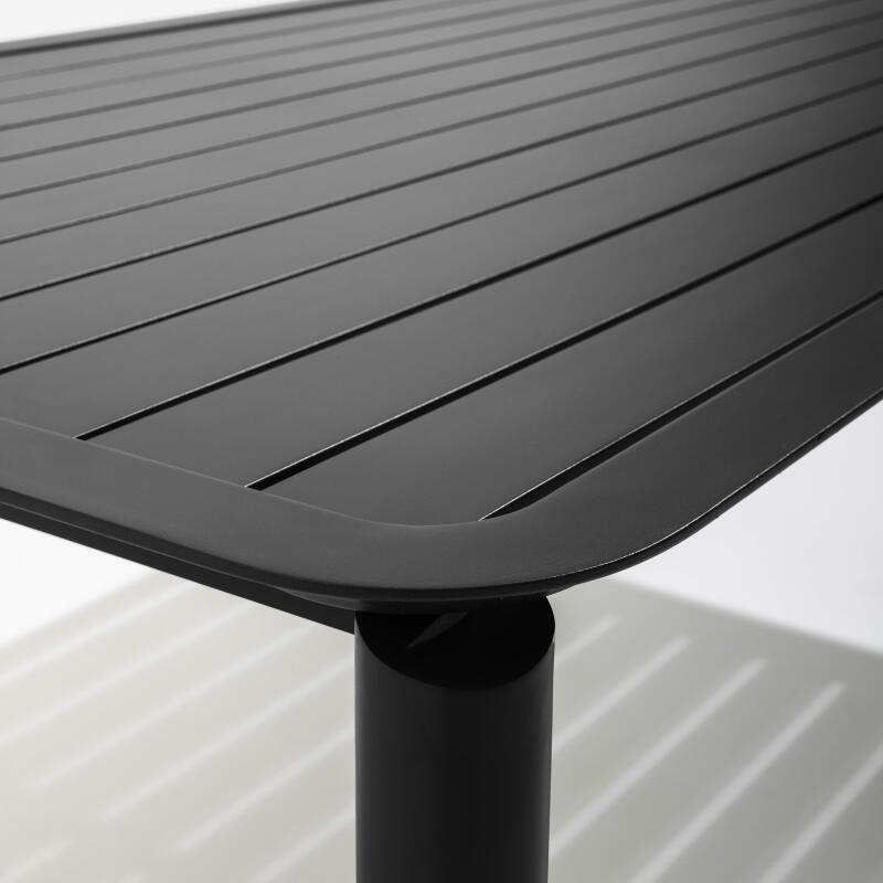 Rechteckiger Terrassentisch 185 x 92 cm und 8 Stühle mit Aluminiumarmlehnen