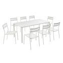 Rechteckiger Terrassentisch 185 x 92 cm und 8 Aluminiumstühle