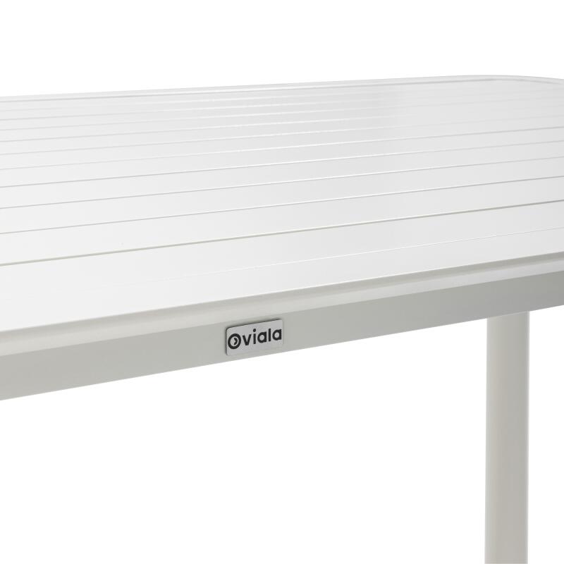 Rechteckiger Terrassentisch 185 x 92 cm und 8 Aluminiumstühle