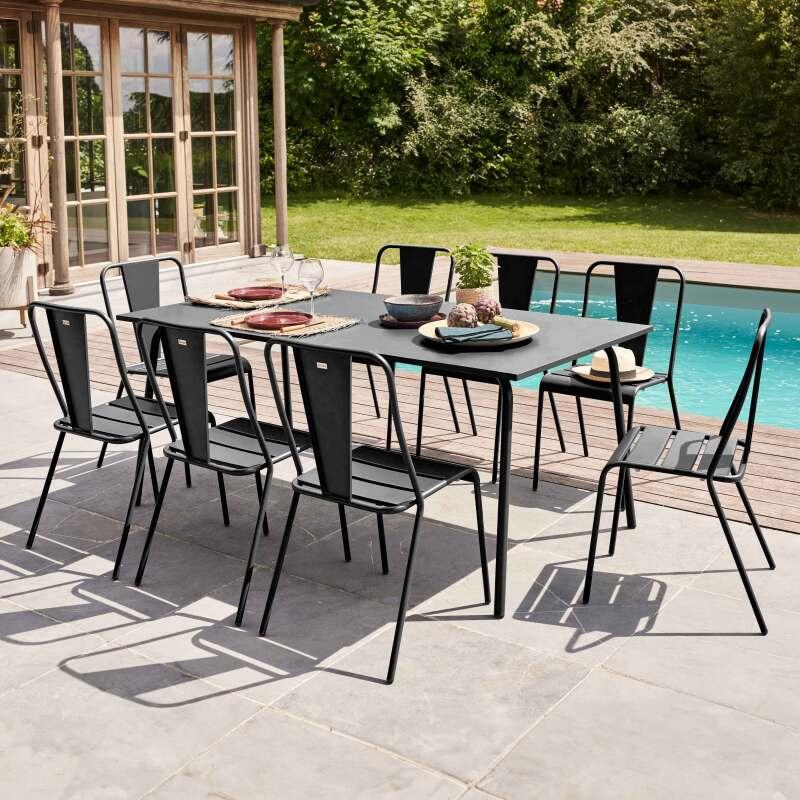 Gartentisch (180 x 90 x 72 cm) im Design aus Metall  (6/7)