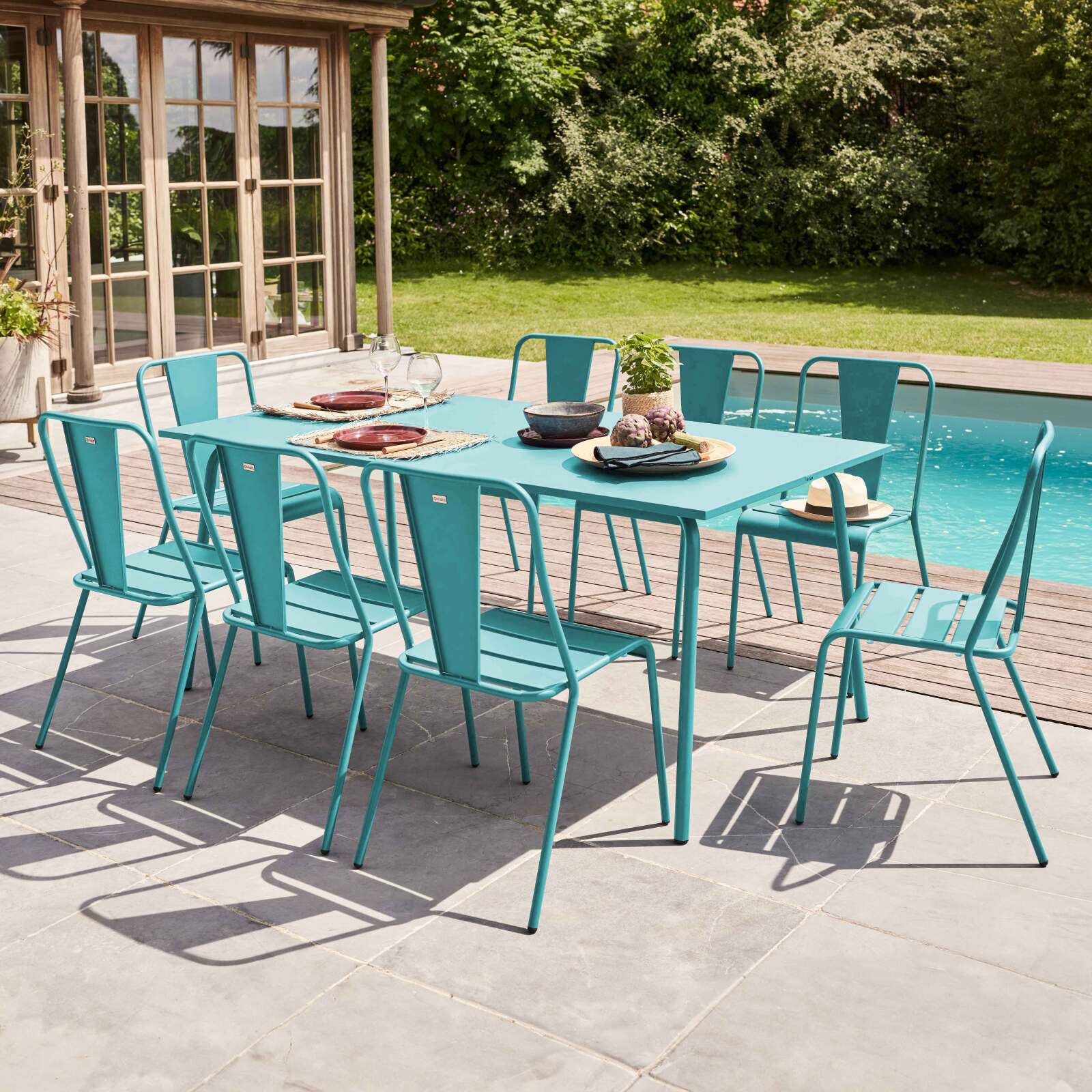 Gartentisch (180 x 90 x 72 cm) im Design aus Metall 