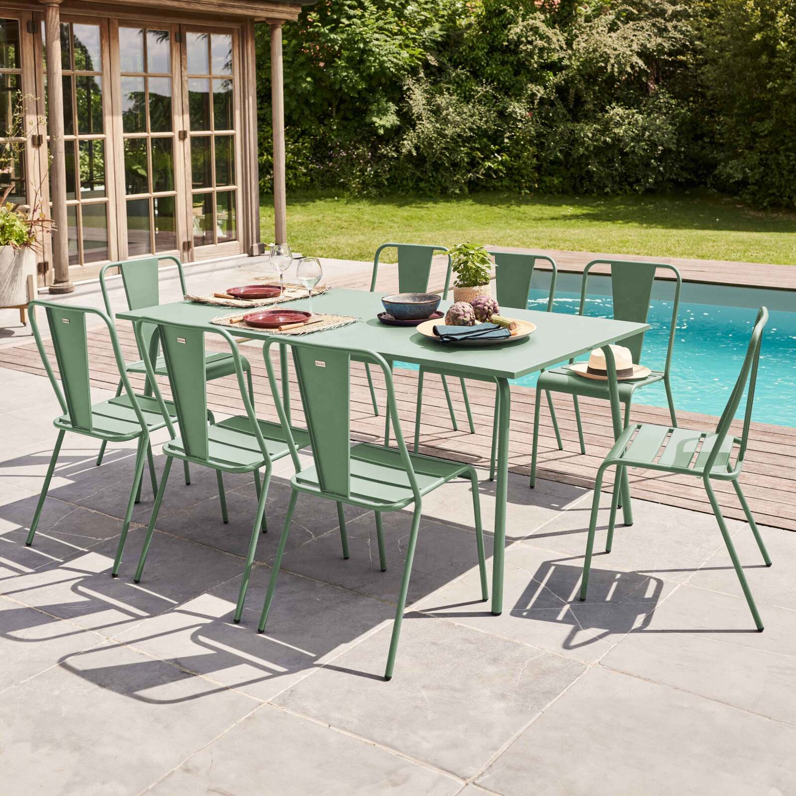 Gartentisch (180 x 90 x 72 cm) im Design aus Metall 