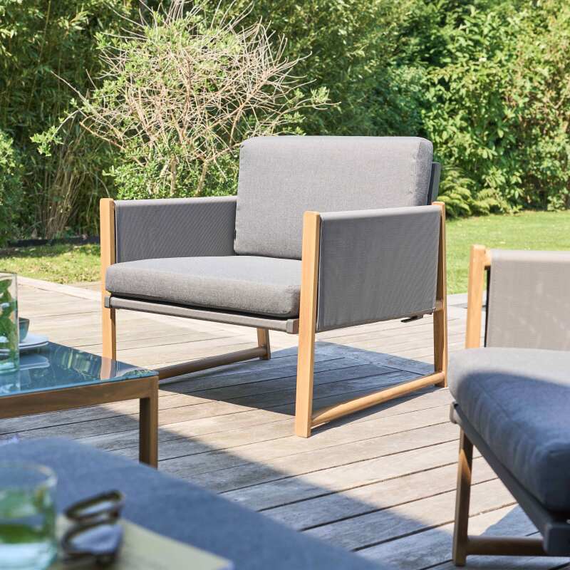 Gartenlounge-Set mit 5 Sitzplätzen, Ecksofa und Sesseln 