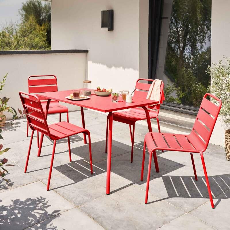 Gartentisch aus Metall, 120x70 cm, und 4 Stühle aus Metall - Lifestyle