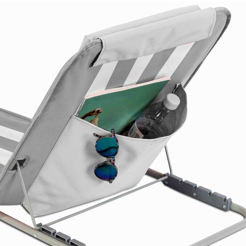 Set mit 2 unterschiedlichen faltbaren Strandmatratzen in Denimblau und Hellgrau