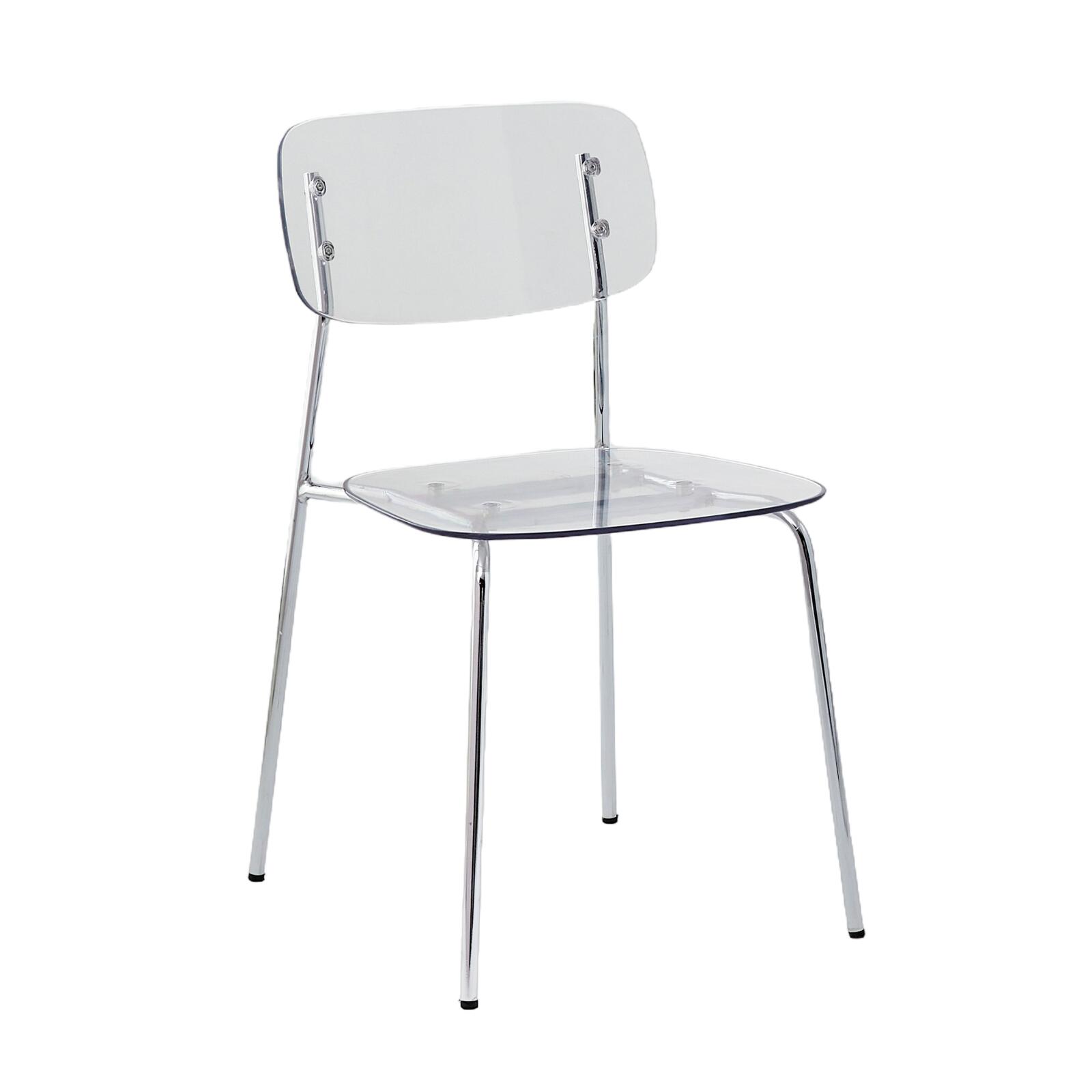 Set mit 2 transparenten Stühlen aus Stahl und PET Set mit 2 transparenten Stühlen aus Stahl und PET