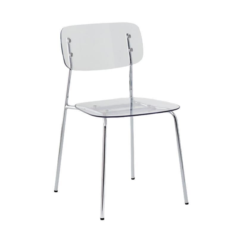 Set mit 2 transparenten Stühlen aus Stahl und PET