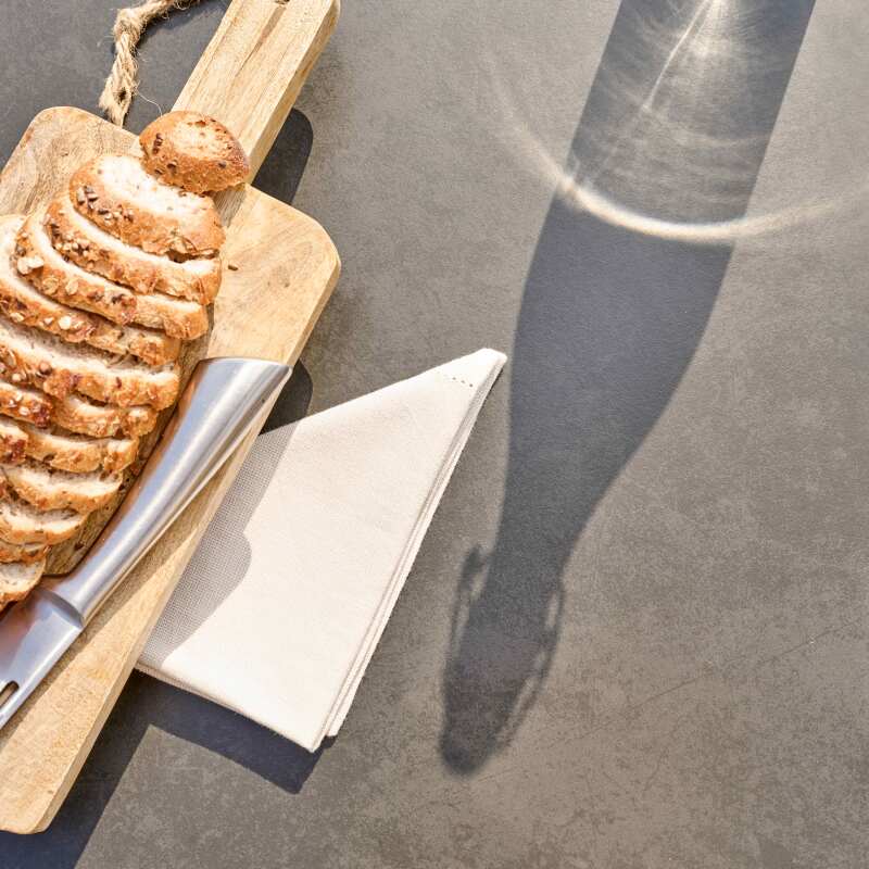 Gartentisch im skandinavischen Stil aus Aluminium und gesintertem Stein – (180 x 90 x 75) (4/7)