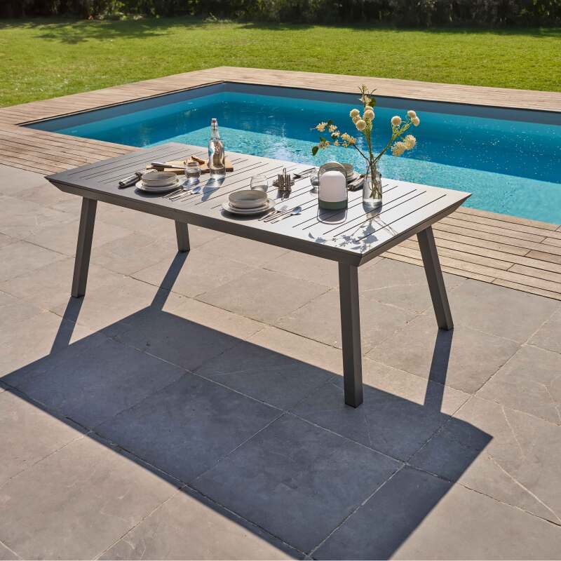 Rechteckiger, ausziehbarer Gartentisch (216/298 x 100 x 75 cm) aus Aluminium