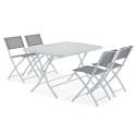 Rechteckiger Gartentisch 130 x 80 cm und 4 klappbare Stühle 