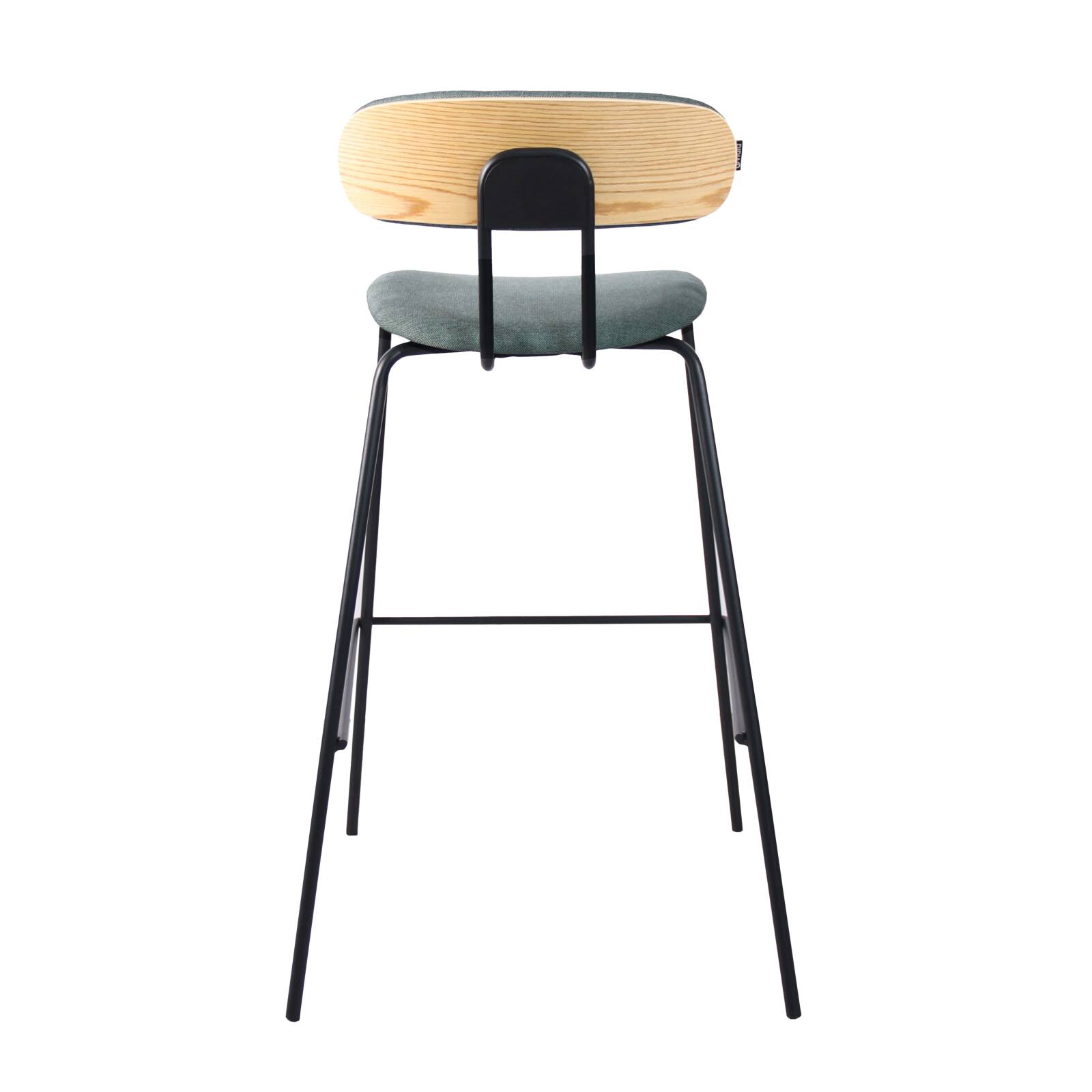 Set mit 2 Hochstühlen aus Stahl und Holz