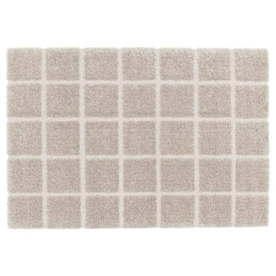 Hochflor Teppich, rechteckig, Shaggy, aus recyceltem Material mit geometrischem Muster | Oviala