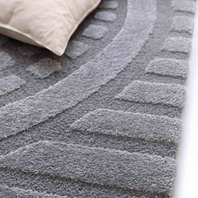 Rechteckiger Hochflorteppich aus Polyester und Polypropylen