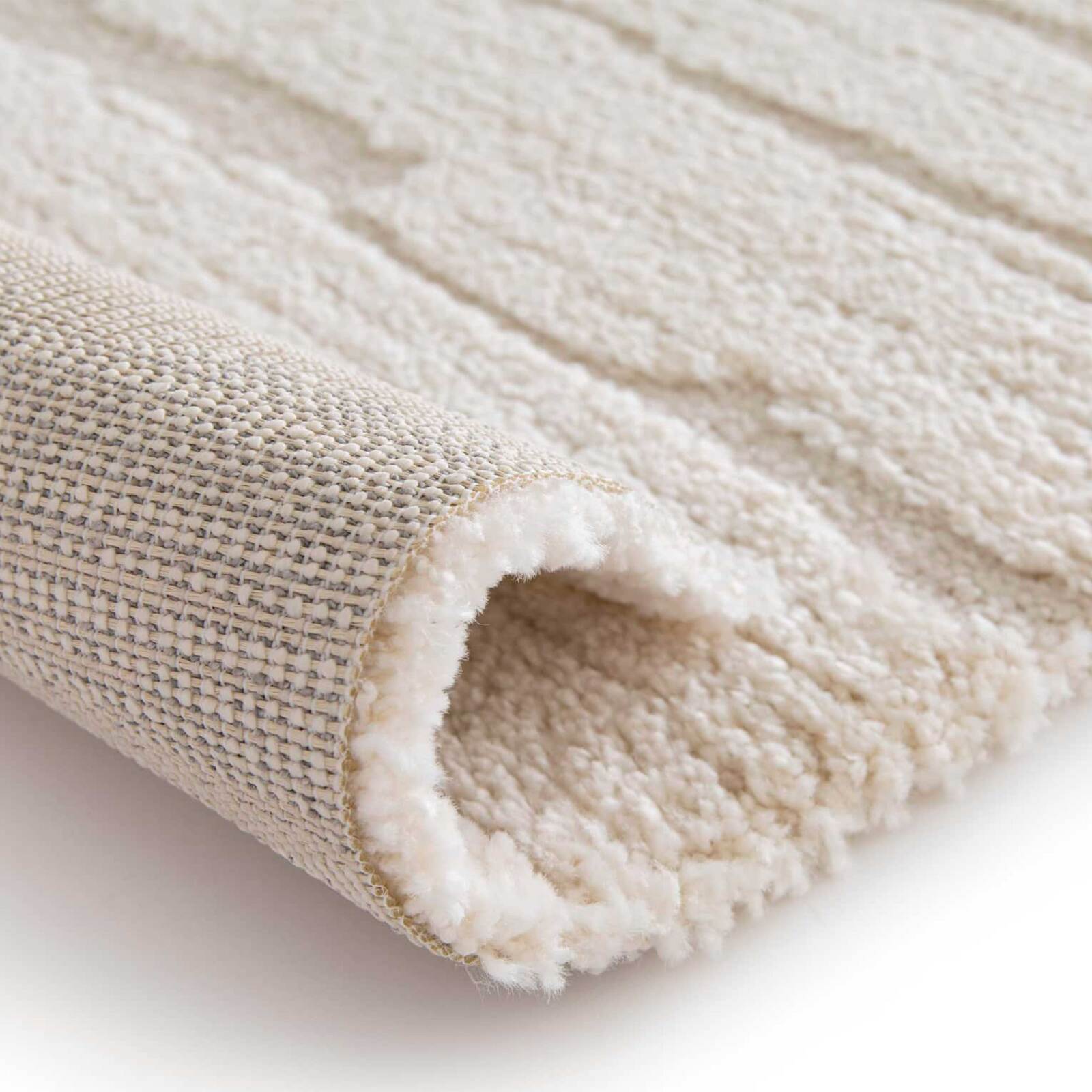 Rechteckiger Hochflorteppich aus Polyester und Polypropylen