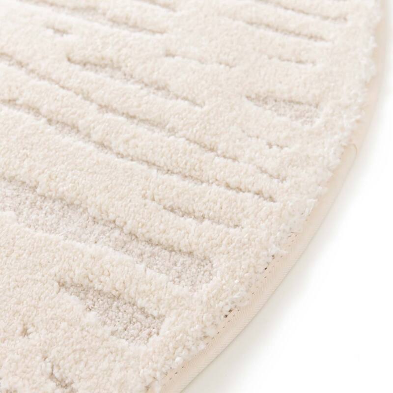 Runder Hochflorteppich aus Polyester und Polypropylen