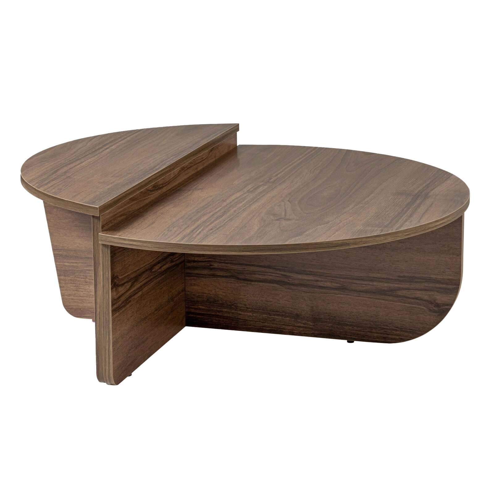 Ovaler Couchtisch aus Melamin in Holzoptik