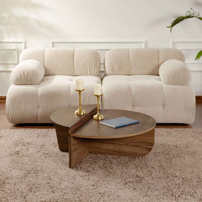 Ovaler Couchtisch aus Melamin in Holzoptik (2/5)