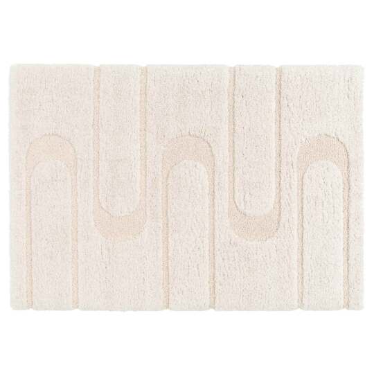 Rechteckiger Hochflorteppich aus recyceltem Polyester mit geometrischem Muster und langem Flor