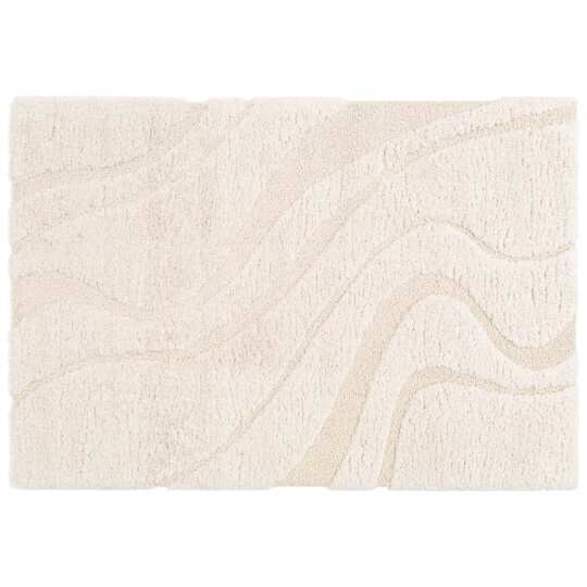 Rechteckiger Hochflorteppich aus recyceltem Polyester mit geometrischem Muster und langem Flor