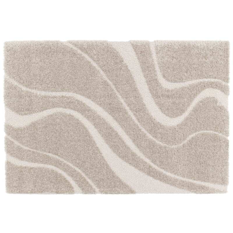 Rechteckiger Hochflorteppich aus recyceltem Polyester mit geometrischem Muster und langem Flor