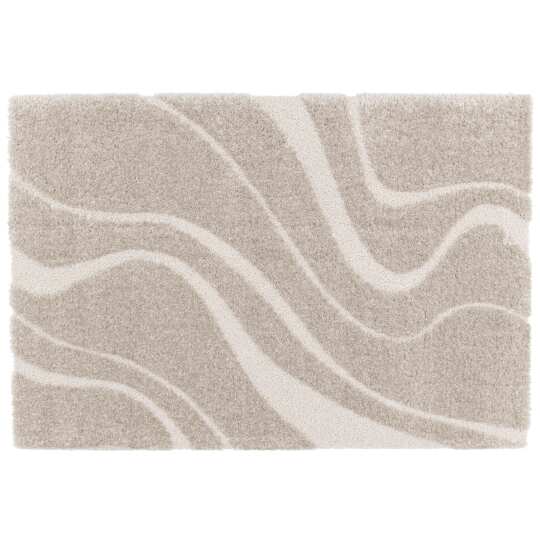 Rechteckiger Hochflorteppich aus recyceltem Polyester mit geometrischem Muster und langem Flor