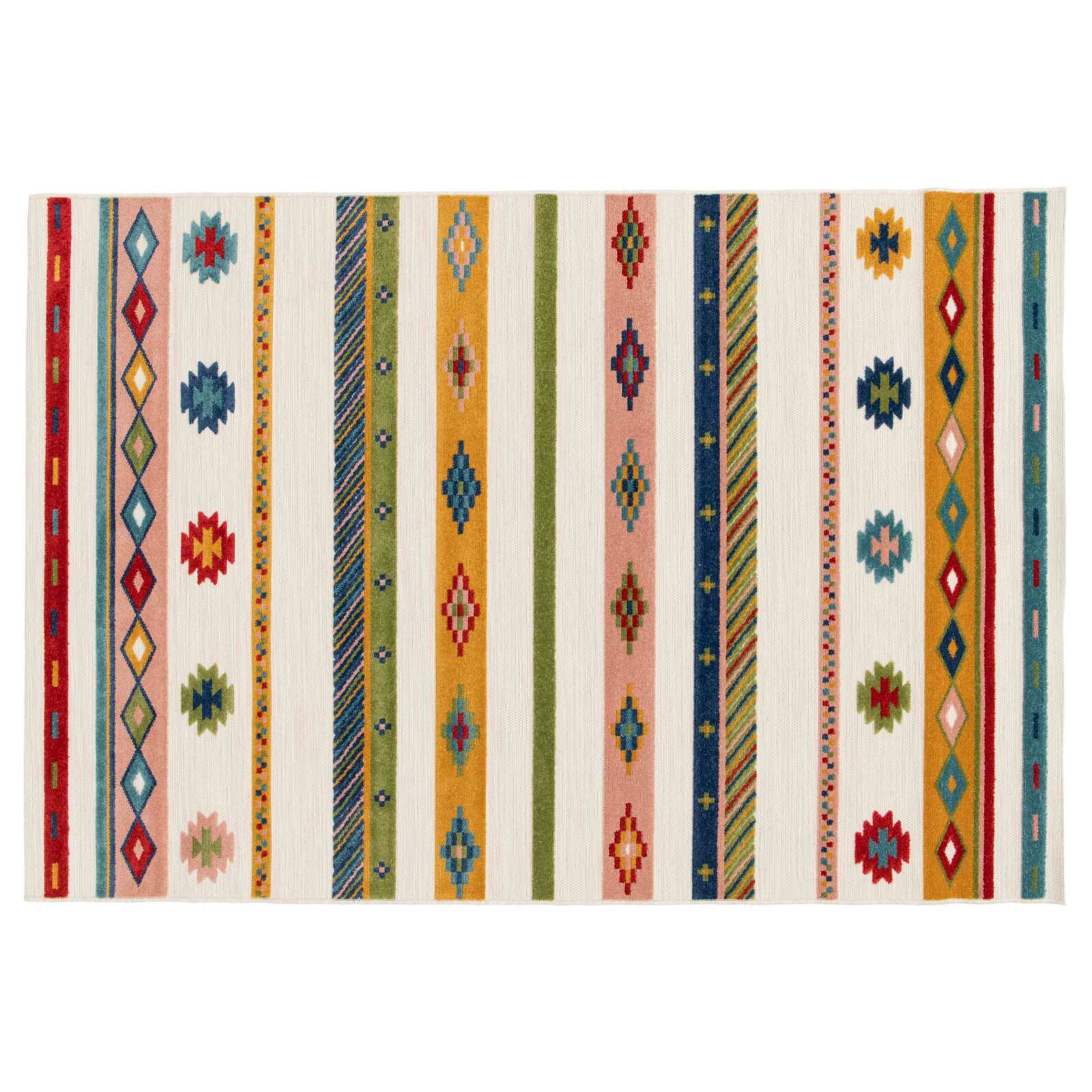 Rechteckiger gemusterter Teppich aus niedrigflorigem Polypropylen