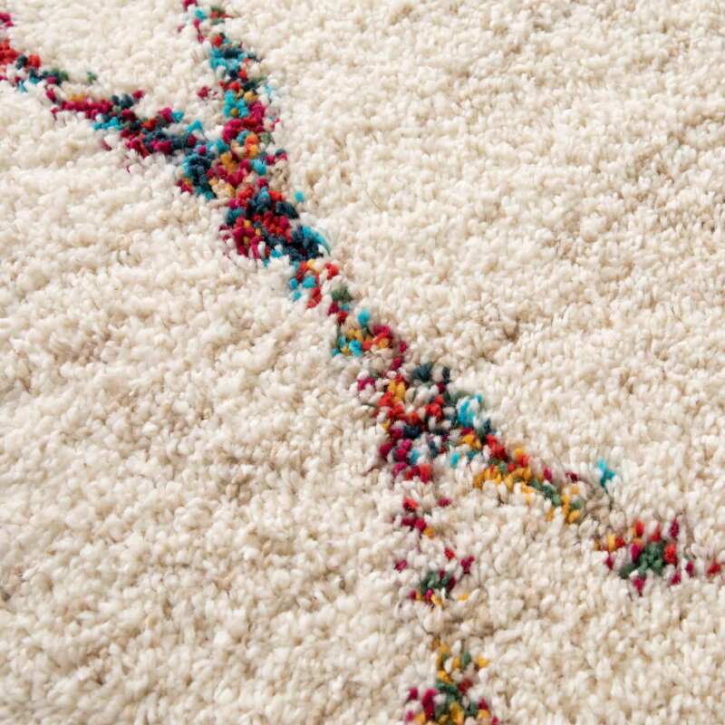 Rechteckiger Teppich aus Polypropylen mit ethnischen Mustern und langem Flor