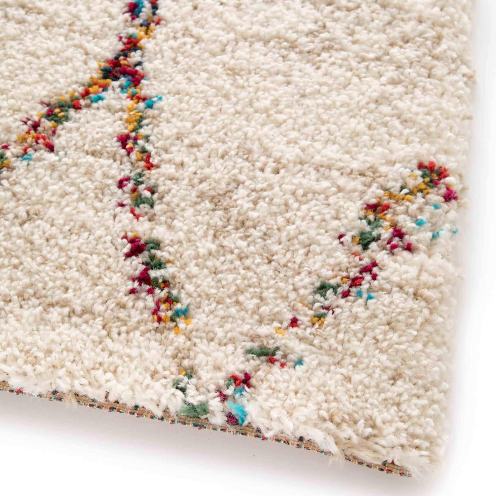 Rechteckiger Teppich aus Polypropylen mit ethnischen Mustern und langem Flor