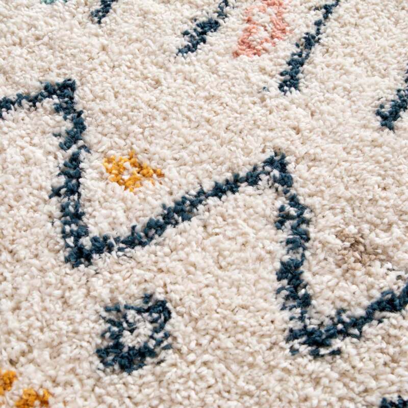 Rechteckiger Polypropylen-Teppich mit langflorigem Ethno-Muster