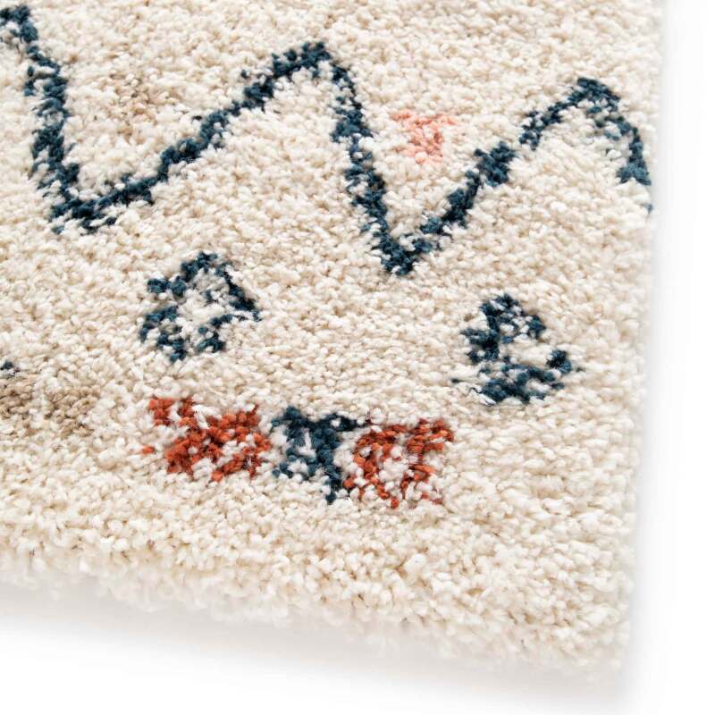 Rechteckiger Polypropylen-Teppich mit langflorigem Ethno-Muster