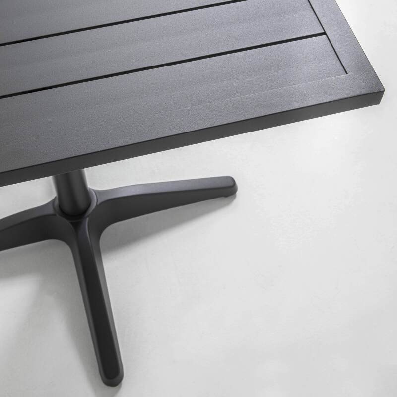Quadratische Tischplatte aus schwarzem Aluminium 60x60 cm für Klipo-Bein