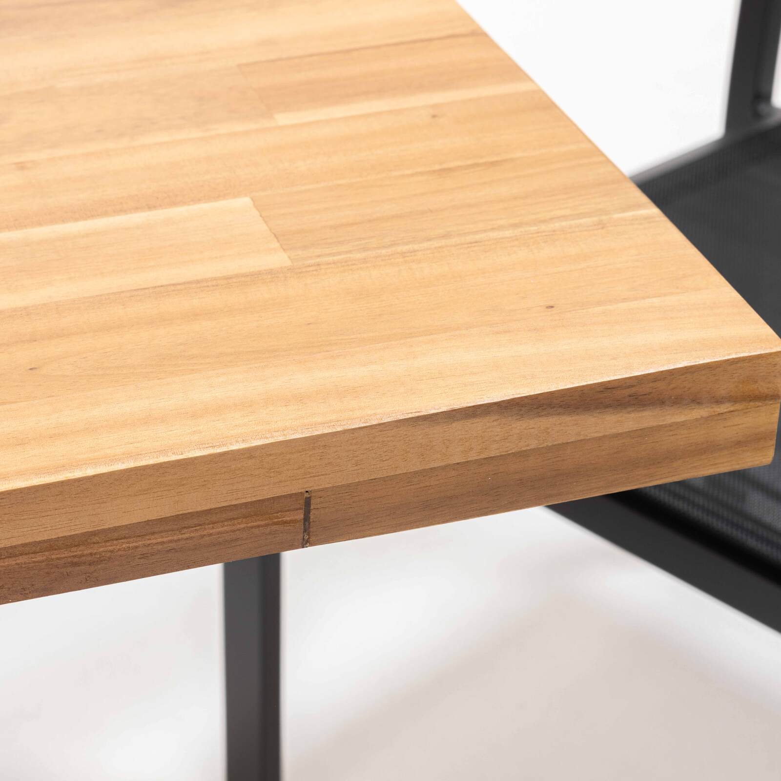 Rechteckiger Gartentisch 240 x 95 cm aus Akazienholz und 10 Stühle mit Aluminiumarmlehnen