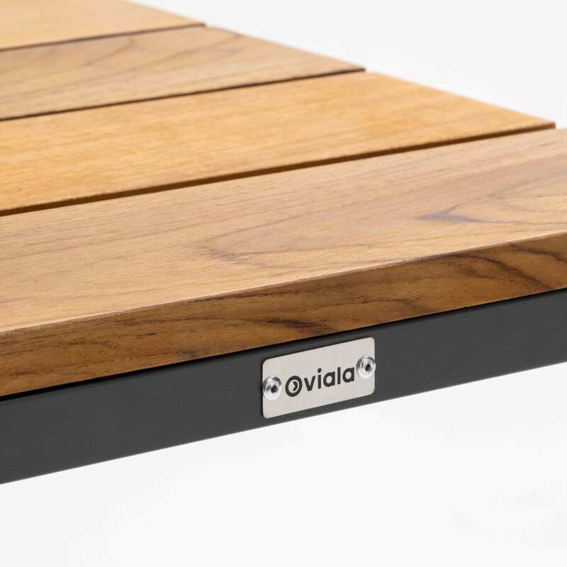 Ablageflache aus Aluminium und Teakholz