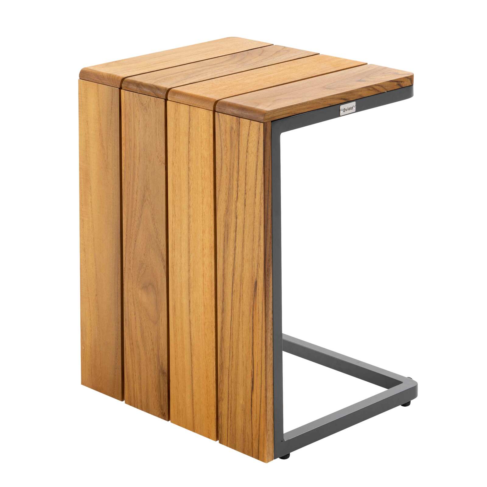 Ablageflache aus Aluminium und Teakholz