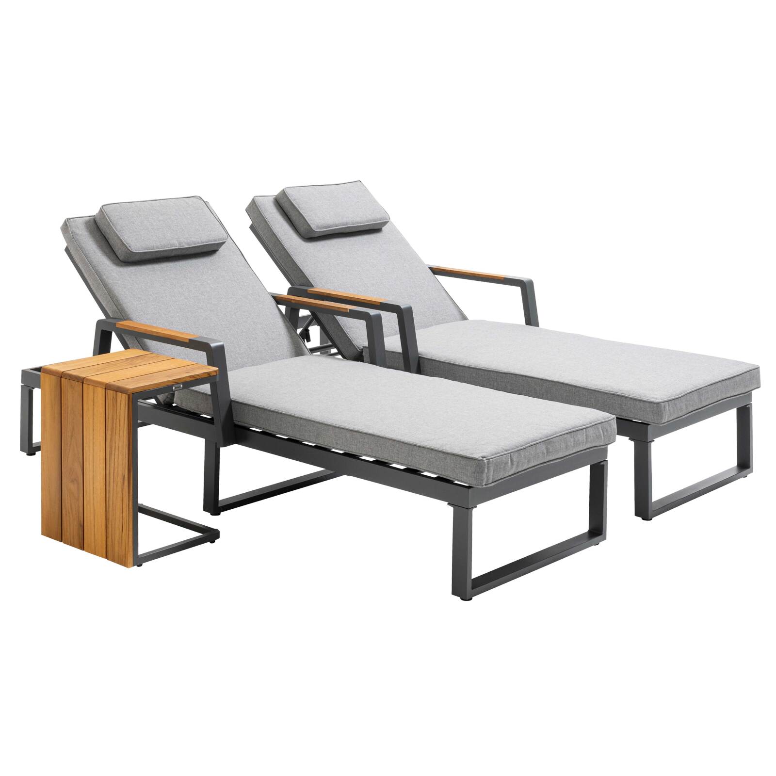 Ablageflache aus Aluminium und Teakholz Ablageflache aus Aluminium und Teakholz