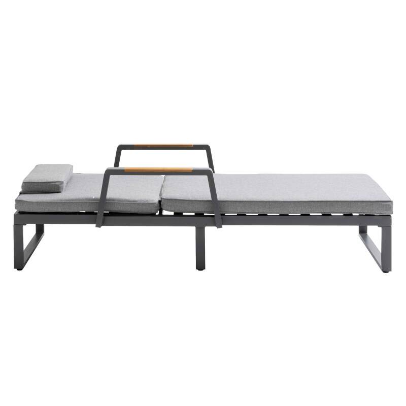 5-Positionen-Liegeliege aus Aluminium und Teakholz