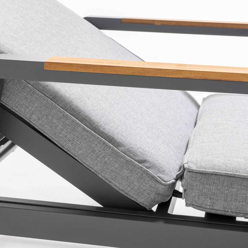 5-Positionen-Liegeliege aus Aluminium und Teakholz
