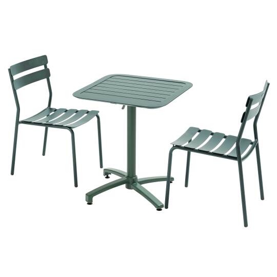70 x 70 cm großer Terrassen-Liegetisch und 2 Aluminiumstühle