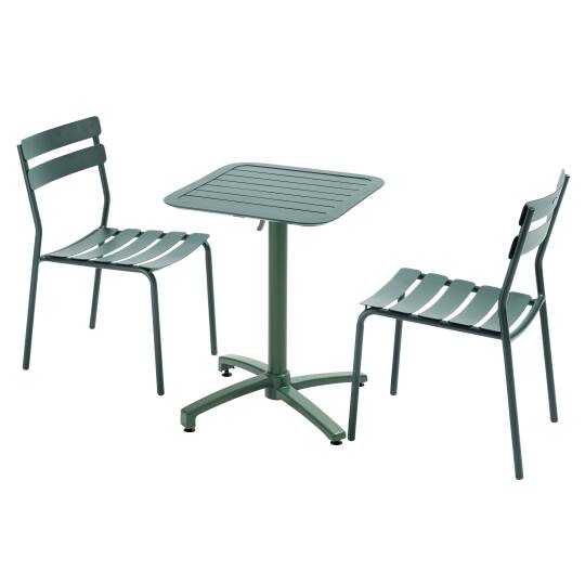 60x60 cm großer Aluminium-Liegetisch und 2 Stühle